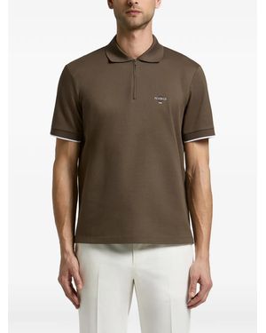 Peserico Piquet Logo-Print Zip-Fastening Polo Shirt - Brown