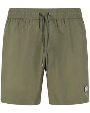 Dolce & Gabbana Drawstring Logo-Patch Shorts Swim - Green