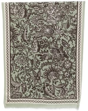Marc O' Polo Floral-Print Frayed-Edge Scarf - Grey
