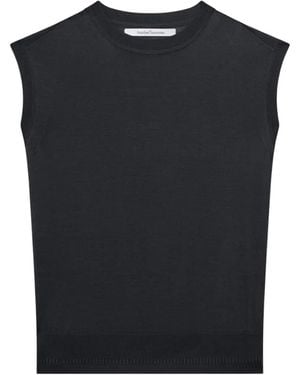 Another Tomorrow Wool Sleeveless Top - Black