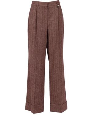 Lorena Antoniazzi Pleated Herringbone Trousers - Brown