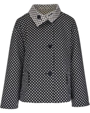 Akris Punto Polka-Dot Button-Up Reversible Jacket - Black