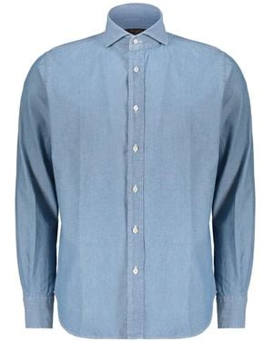 Moorer Button-Up Denim Shirt - Blue