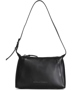 Brunello Cucinelli Leather Shoulder Bag - Black