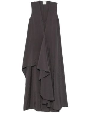 Alysi V-Neck Ruffle Maxi Dress - Gray