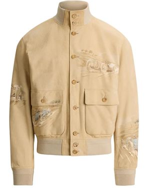Ralph Lauren Hayworth Painted Suede Jacket - Natural
