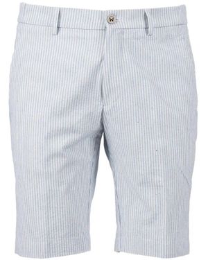 Berwich Striped Seersucker Bermuda Shorts - Blue