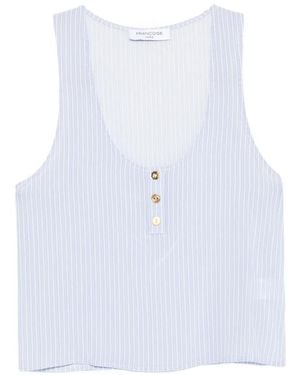 Franchise Striped Button Top - White