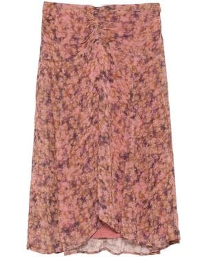 Ba&sh Aimee Floral-Print Midi Skirt - Red