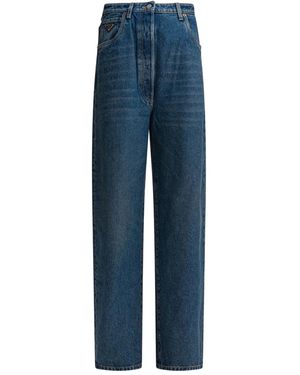 Prada Logo-Plaque Jeans - Blue