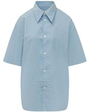 Ami Paris Blouse Met Zak Met Knoop - Blauw