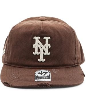 Represent Distressed Logo-Embroidered Cap - Brown