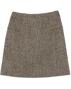 Paul Smith Herringbone-Weave Wool Mini Skirt - Grey