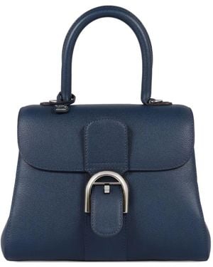 Delvaux Brillant Pm Pebbled Leather Flap Bag - Blue