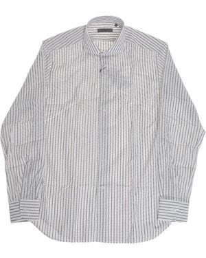Corneliani Striped French-Collar Shirt - Gray