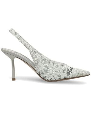 Le Silla Floral-Lace Slingback Court Shoes - White