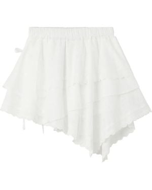 B+ AB Gelaagde Katoenen Mini-Rok Met Broderie Anglaise - Wit