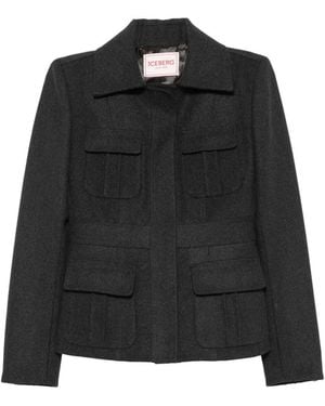 Iceberg Pocket-Detail Jacket - Black