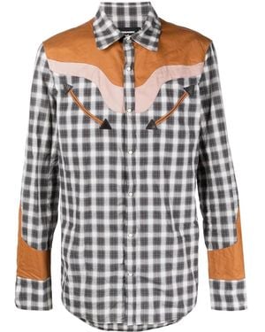DSquared² Check-Print Western-Style Shirt - Black