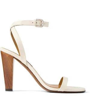 Ralph Lauren Strappy Buckle Heeled Sandals - White