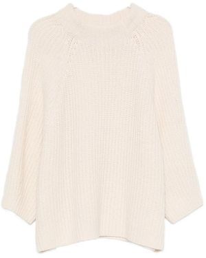 EMERSON RENALDI Ribbed-Knit Batwing-Sleeve Top - White