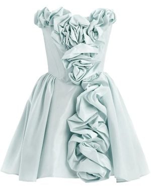 POST MERIDIEM Corset Ruffled Mini Dress - Blue