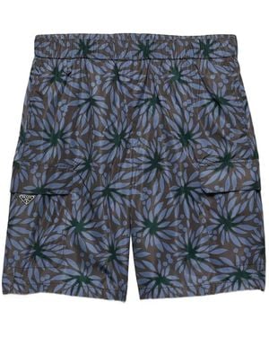 Prada Printed Re-Nylon Swim Trunks - Blue