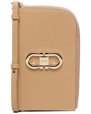 Ferragamo Gancini-plaque zip-around wallet - Natur