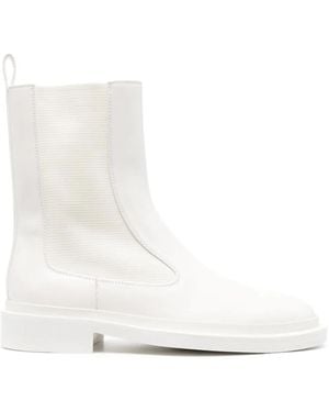 Jil Sander Leather Ankle Boots With Elastic Side Panels And Pull Tab - White