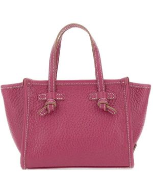 MARCELLA CLUB Grained Zip Leather Tote Bag - Purple