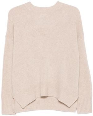 Allude Ribbed-Knit Crew Neck Sweater - Natural