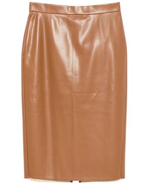Marina Rinaldi Falasco Faux-Leather Midi Pencil Skirt - Brown