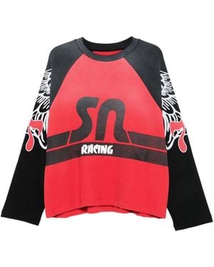 Satoshi Nakamoto Waffle-Knit Sweatshirt - Red