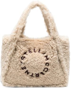 Stella McCartney Stella Logo Faux-Shearling Tote Bag - Natural
