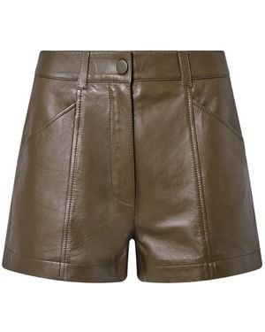 Yves Salomon Buttoned Leather Mini Shorts - Green