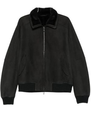Emporio Armani Fur-Collar Zip-Front Jacket - Black