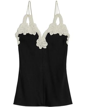 Jil Sander Floral-Embroidered Top - Black