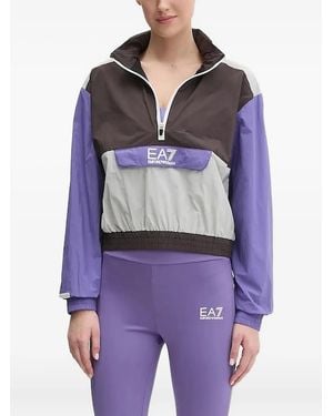 EA7 Paneled Drawstring Cropped Jacket - Purple