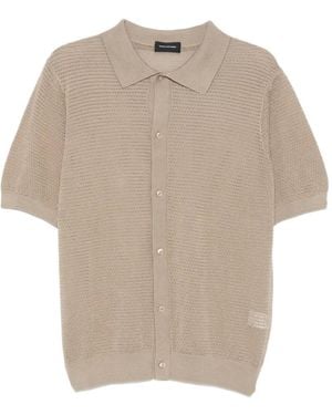 Tagliatore Buttoned Knit Polo Shirt - Natural