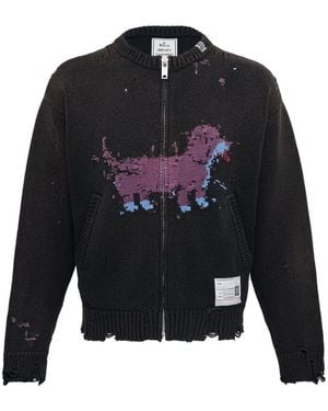 Maison Mihara Yasuhiro Vest Met Hond-Jacquard - Blauw