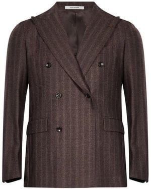 Tagliatore Pinstriped Double-Breasted Suit - Brown