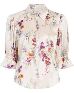 Cinq À Sept Iris Bouquet Fiona Ruffled Floral Shirt - White