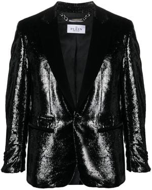 Philipp Plein Metallic-Effect Single-Breasted Blazer - Black