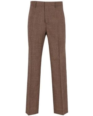 Grifoni Micro-Patterned Straight-Leg Pants - Brown