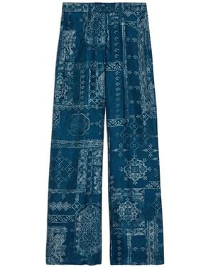 Momoní Printed Straight Trousers - Blue