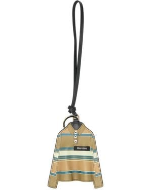 Miu Miu Striped Shirt Keyring - Metallic