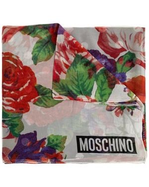 Moschino Floral-Print Silk Scarf - Red