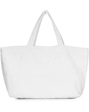 DSquared² Logo-Embossed Cotton-Terry Tote Bag - White