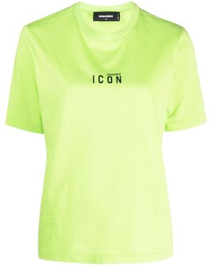 DSquared² Icon-Print Cotton T-Shirt - Yellow