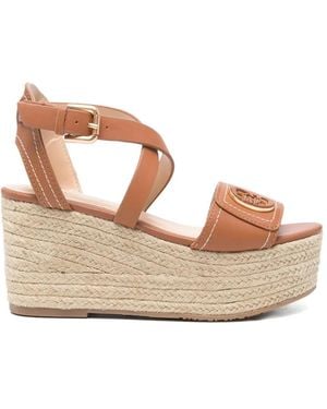 Liu Jo Logo-Plaque Wedge Sandals - Natural